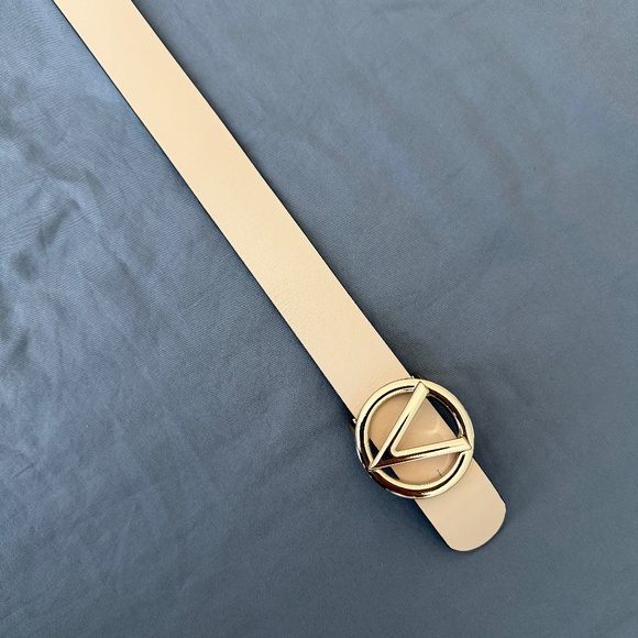 Valentino By Mario Valentino Accessories - Valentino By Mario Valentino Beige Belt with Gold Accent